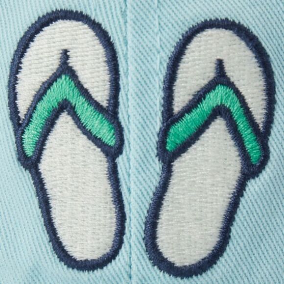 Life is Good Flip Flops Beach Blue 6 Panel Cap Unisex OSFM NWT - Picture 3 of 6